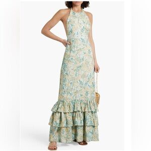 AGUA BY AGUA BENDITA Magnolia Floral Maxi Halter Dress size S w/ garment bag